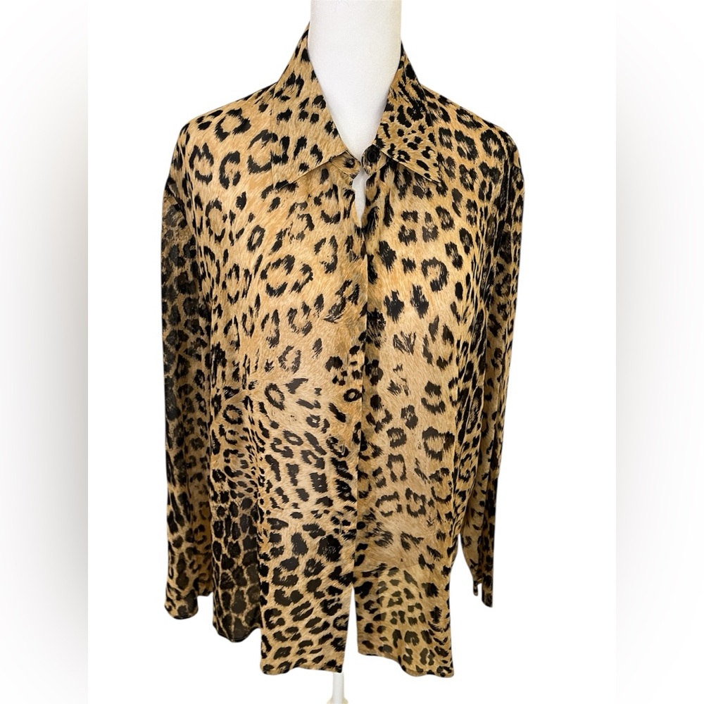 Leopard Print Talbots Button-Up Shirt